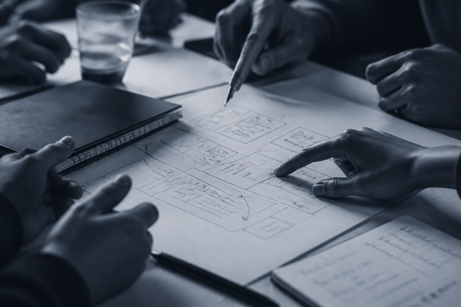 Founders collaborating around a table